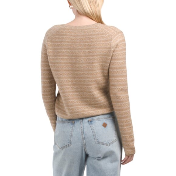 VINCE Cashmere Blend Fair Isle V-neck Sweater - Picture 2 of 3